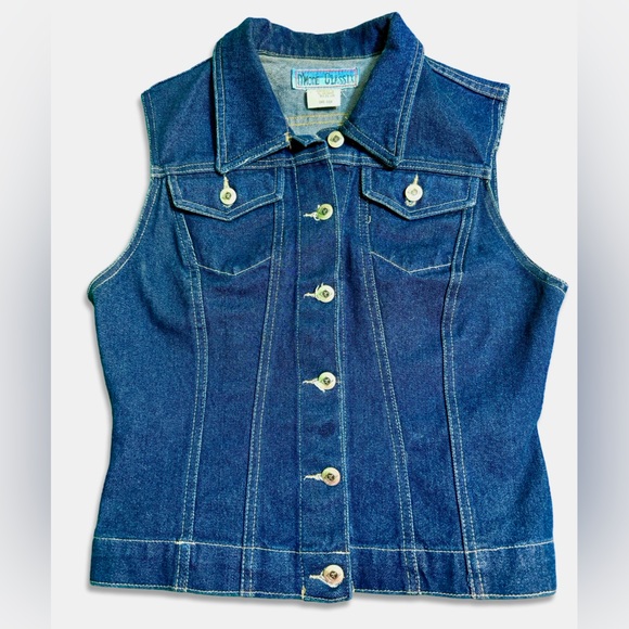 D'MODE CLASSIX Vintage Women's Sleeveless Denim Vest - Picture 1 of 4